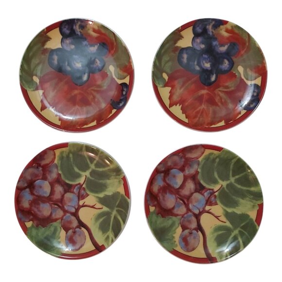 Set of 4 BIA Vendange Saucer Plates with Grape Leaf Motif - Picture 4 of 8